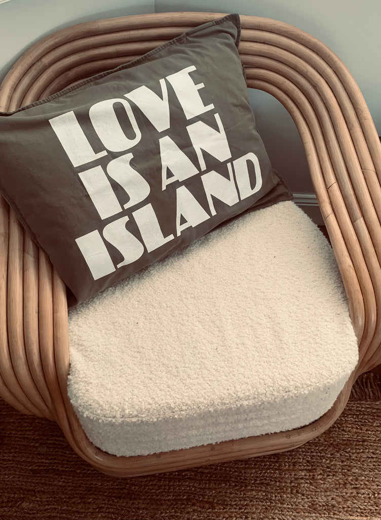 love is an island cushion | vintage khaki