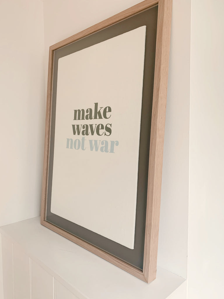 make waves not war linen art print | washed white