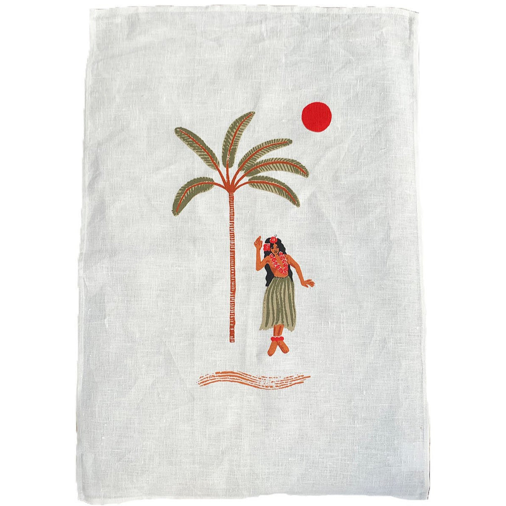 hula betty linen art print | washed white