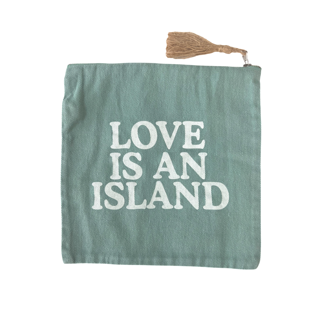 love is an island pouch | aqua