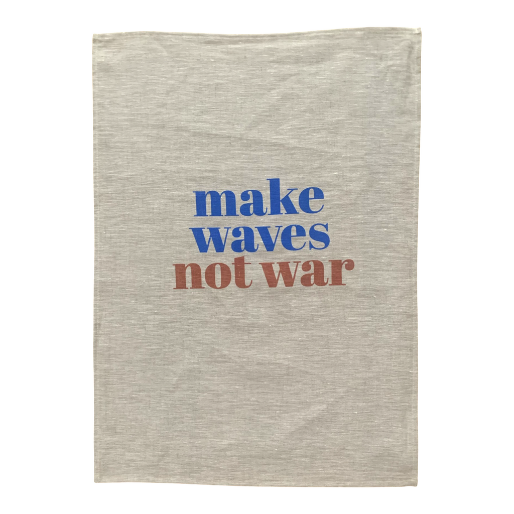 make waves not war linen art print | marine blue