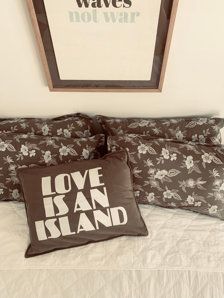 love is an island cushion | vintage khaki