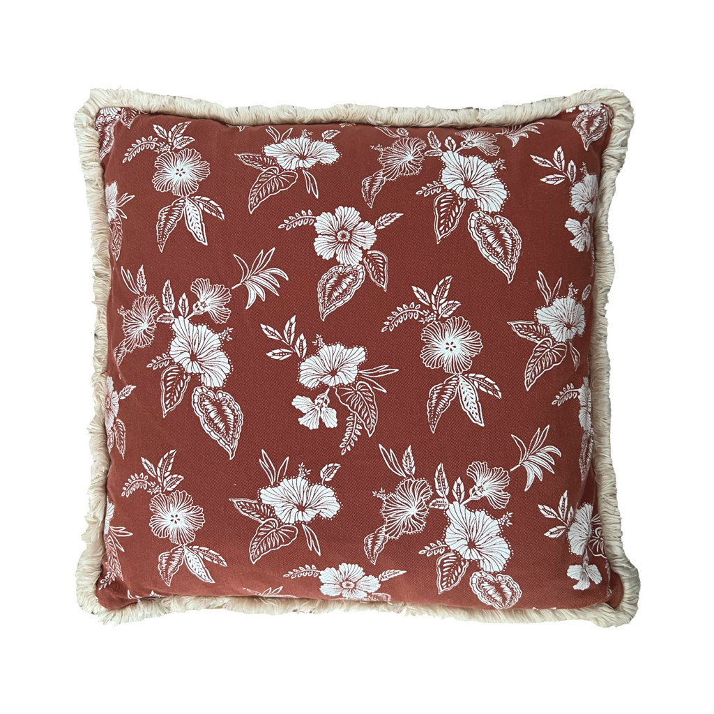 honolulu floral cushion | rust