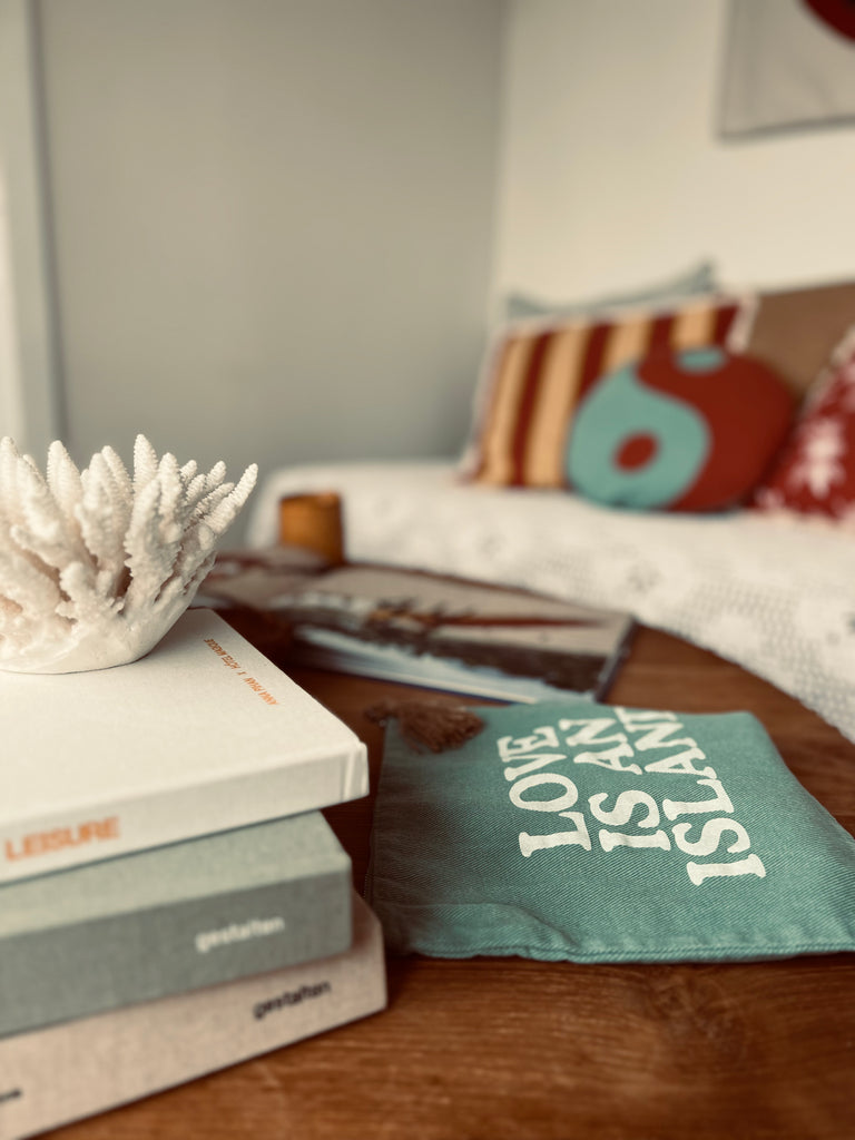 love is an island pouch | aqua