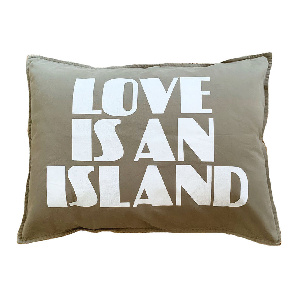 love is an island cushion | vintage khaki