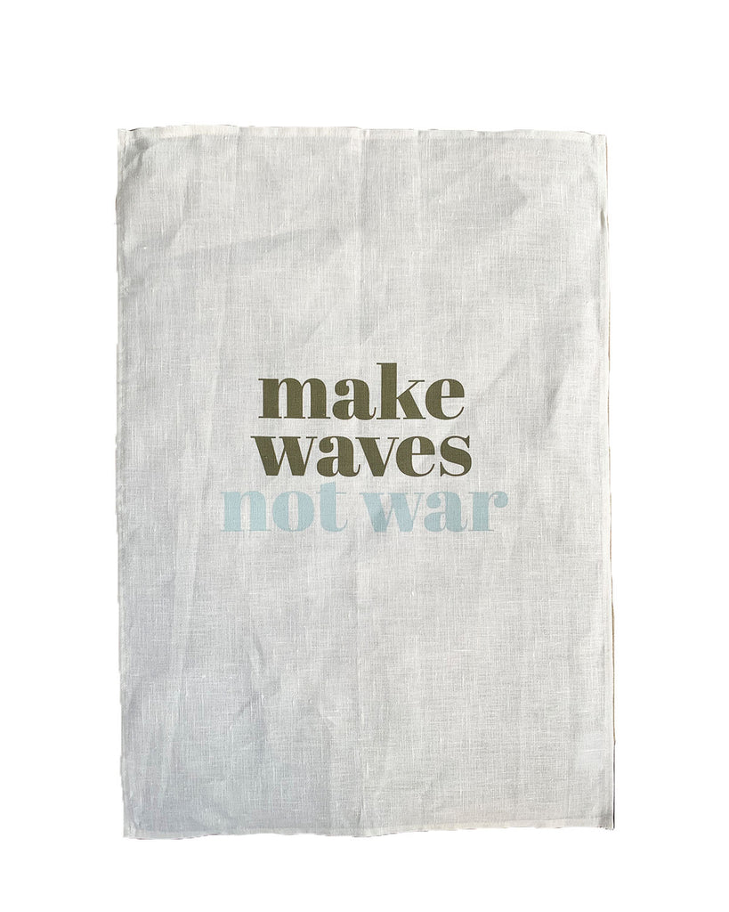 make waves not war linen art print | washed white