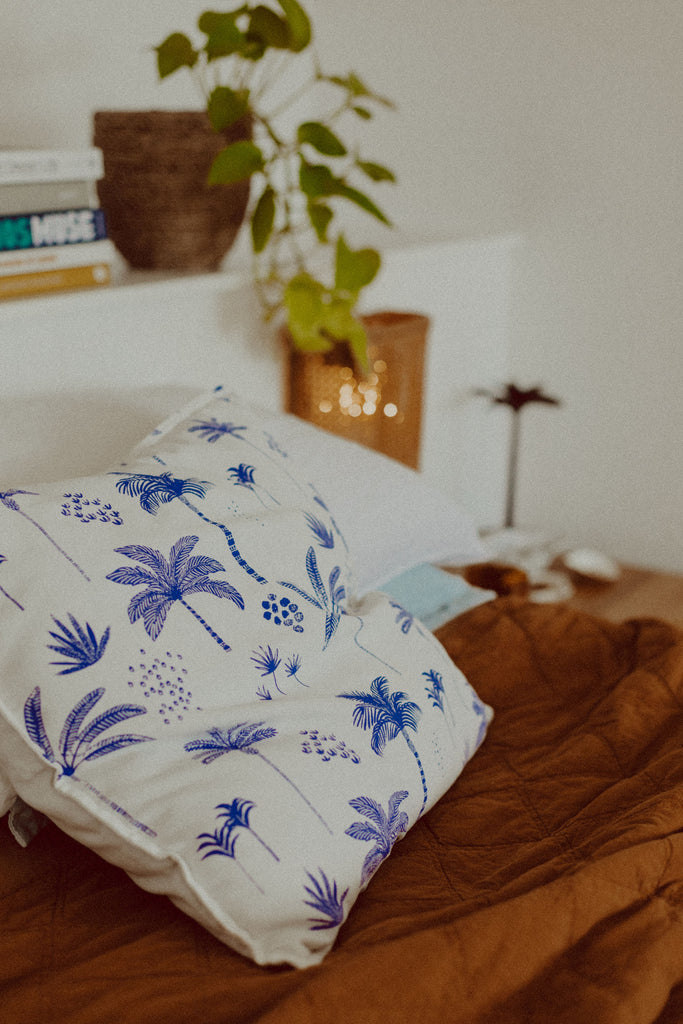 kawaii palm cushion | marine blue