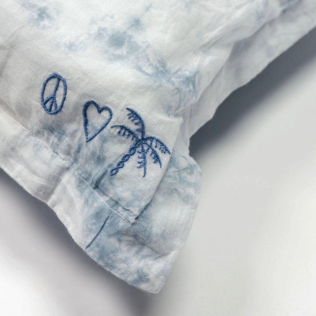 peace, love + palms pillow pair | ocean